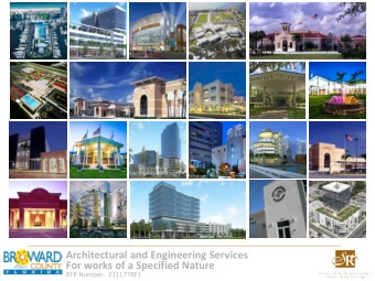 Architectural and Engineering Services  For works of a Specified Nature  RFP Number:  2111778P1