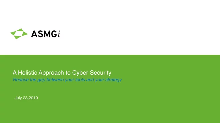 a holistic approach to cyber security
