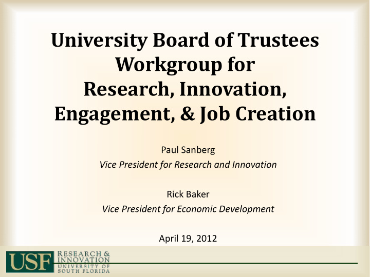 university board of trustees workgroup for research