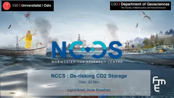 NCCS : De-risking CO2 Storage  Oslo, 22 Nov  Ingrid Anell, Alvar Braathen  NCCS project and