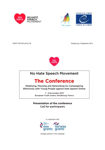 The Conference  Mobilising, Planning and Networking for Campaigning  Effectively with Young People