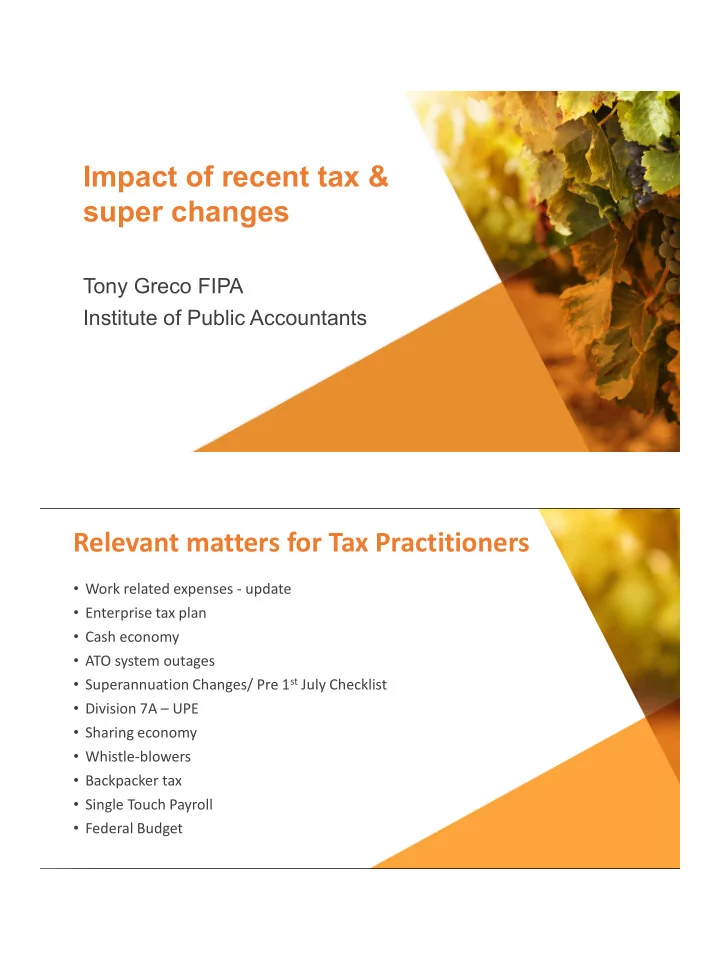 impact of recent tax super changes