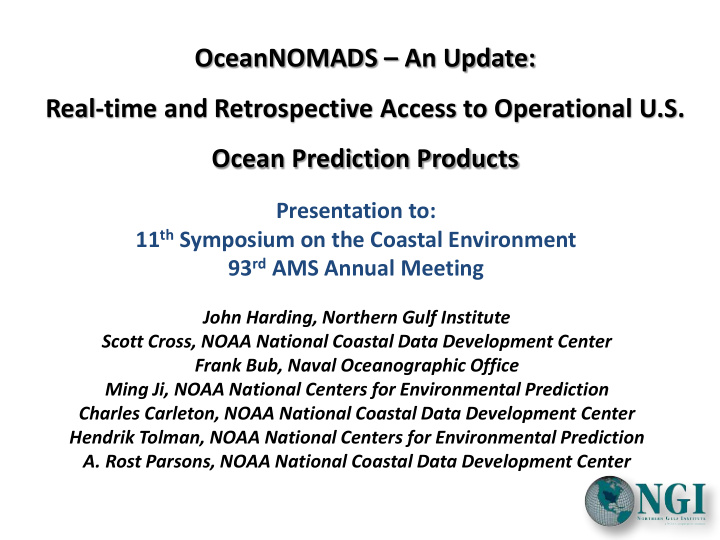 oceannomads an update real time and retrospective access