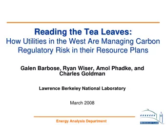 Reading the Tea Leaves:  Reading the Tea Leaves:  How Utilities in the West Are Managing Carbon