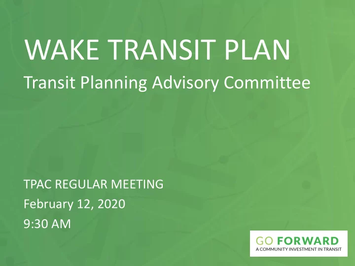 wake transit plan