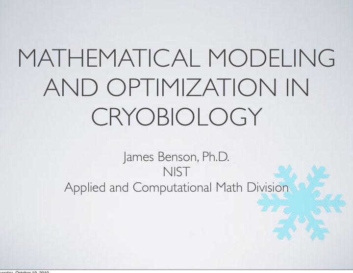mathematical modeling and optimization in cryobiology