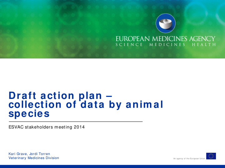 draft action plan collection of data by anim al species