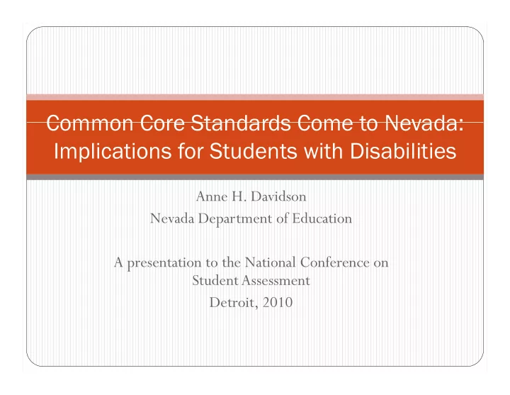common core standards come to nevada common core
