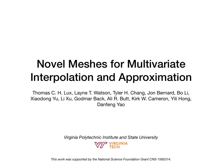 novel meshes for multivariate interpolation and