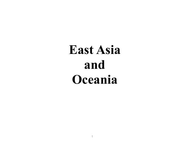 east asia and oceania