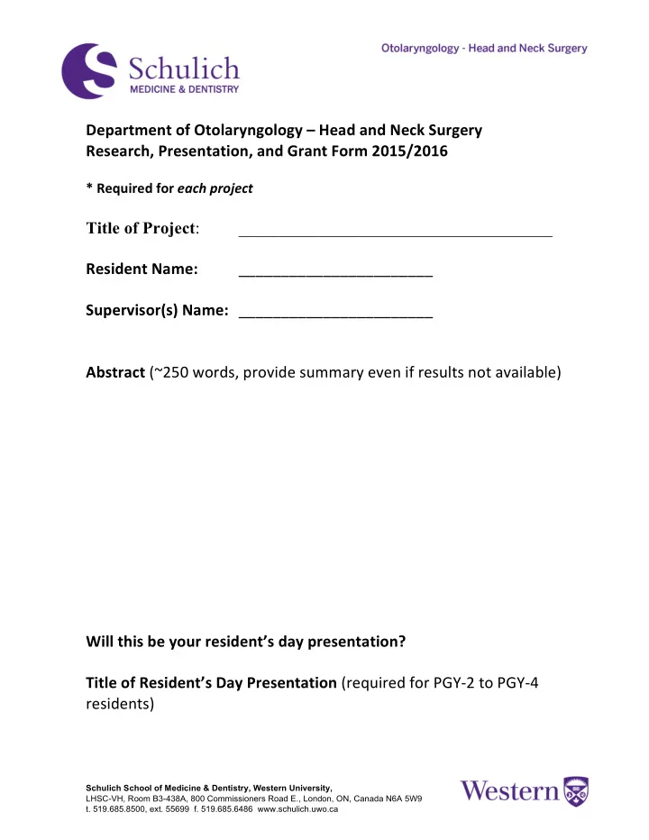 department of otolaryngology head and neck surgery