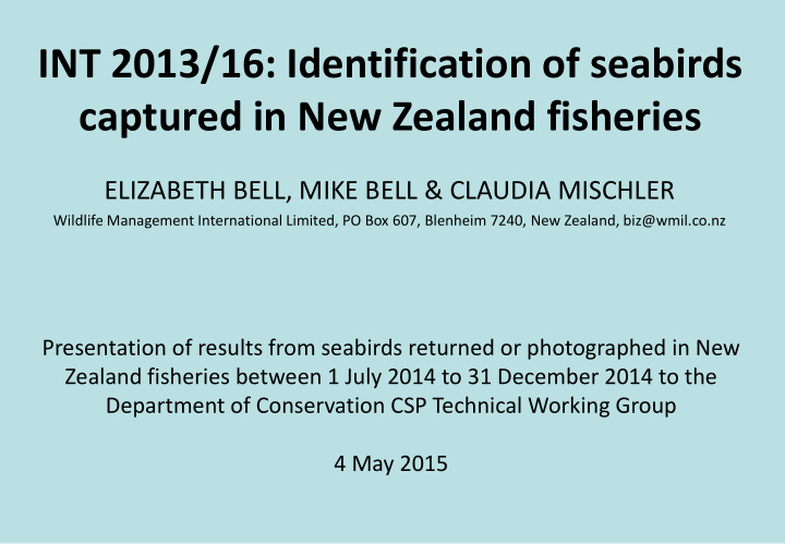int 2013 16 identification of seabirds captured in new