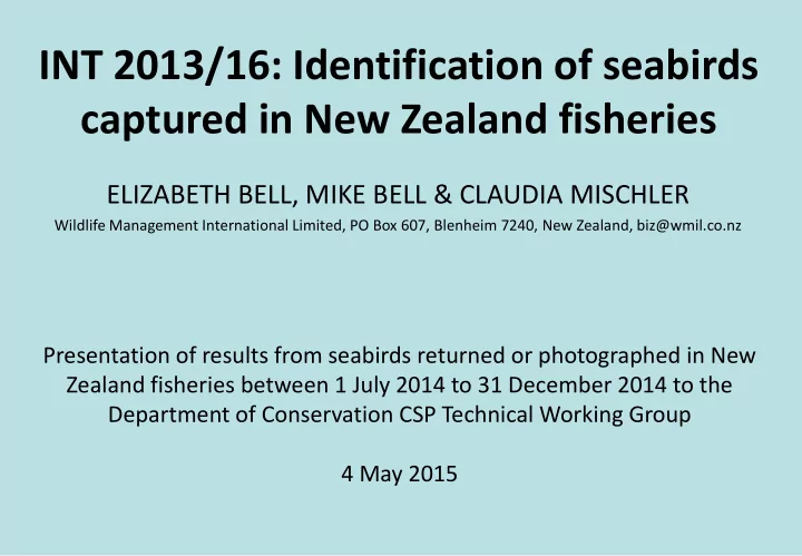 int 2013 16 identification of seabirds captured in new