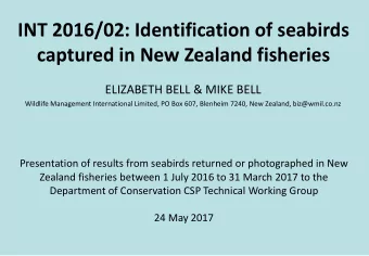 captured in New Zealand fisheries  ELIZABETH BELL &amp; MIKE BELL  Wildlife Management