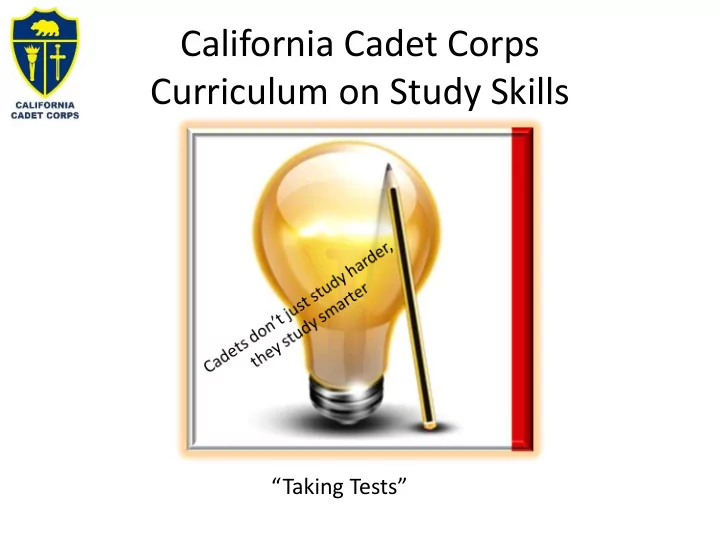 california cadet corps curriculum on study skills