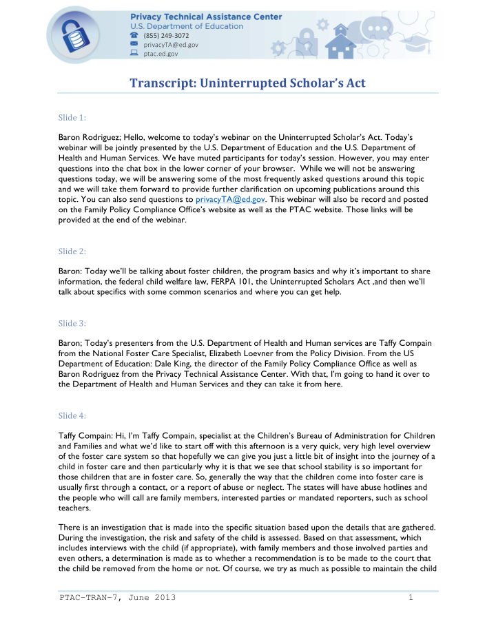 transcript uninterrupted scholar s act