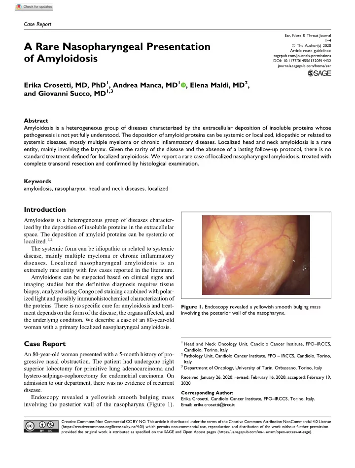 a rare nasopharyngeal presentation