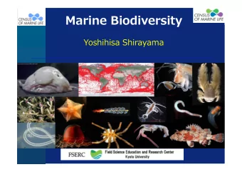Marine Biodiversity  Yoshihisa Shirayama  Contents  Contents  Characteristics of Marine