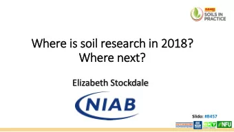 Where next?  Elizabeth Stockdale  Slido: #B457  Biological  Chemical  Physical  Slido: #B457  Food