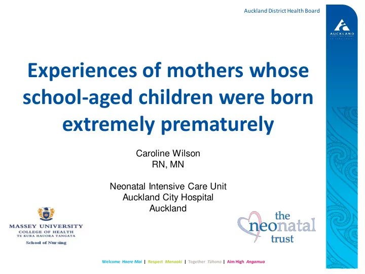 experiences of mothers whose school aged children were