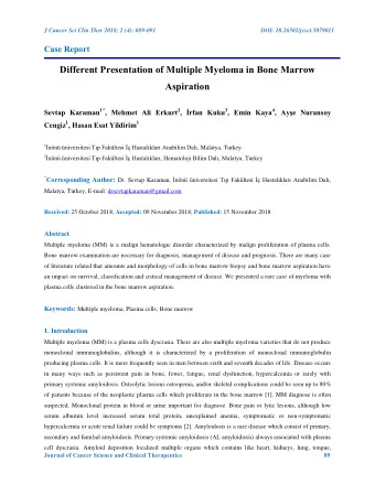 Different Presentation of Multiple Myeloma in Bone Marrow  Aspiration Sevtap Karaman 1* , Mehmet