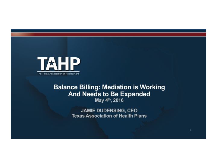 balance billing mediation is working and needs to be