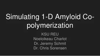 Simulating 1-D Amyloid Co-  polymerization  KSU REU  Noeloikeau Charlot  Dr. Jeremy Schmit  Dr.