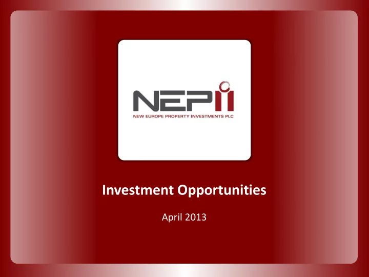 investment opportunities