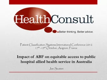 Patient Classification Systems International Conference 2012 17 th -19 th October, Avignon, France