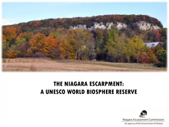 THE NIAGARA ESCARPMENT:  A UNESCO WORLD BIOSPHERE RESERVE  PRESENTATION OVERVIEW  Features of