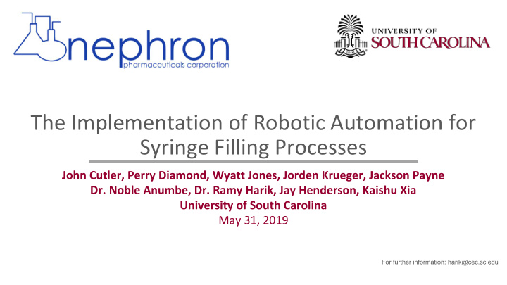 the implementation of robotic automation for syringe