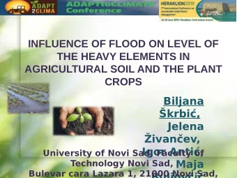 INFLUENCE OF FLOOD ON LEVEL OF  THE HEAVY ELEMENTS IN  AGRICULTURAL SOIL AND THE PLANT  CROPS
