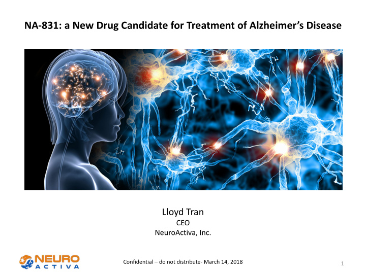 na 831 a new drug candidate for treatment of alzheimer s