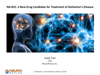 na 831 a new drug candidate for treatment of alzheimer s