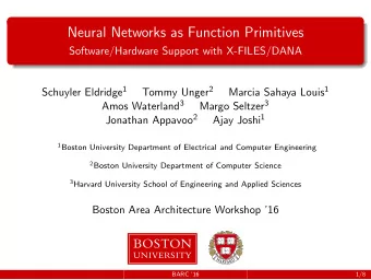 Neural Networks as Function Primitives  Software/Hardware Support with X-FILES/DANA Schuyler