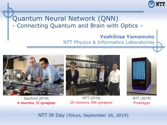 Quantum Neural Network (QNN)  - Connecting Quantum and Brain with Optics -  Yoshihisa Yamamoto  NTT