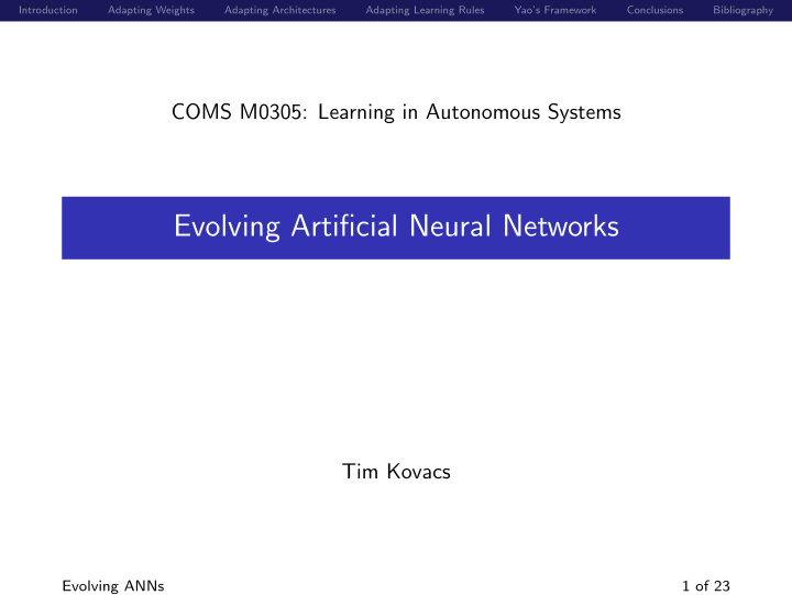 evolving artificial neural networks