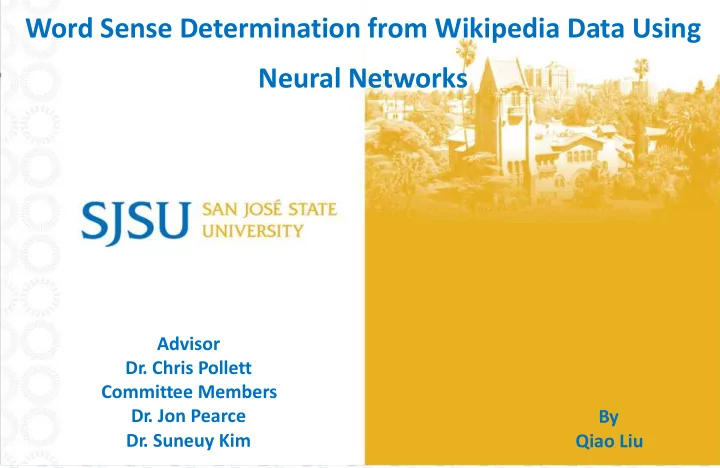 word sense determination from wikipedia data using neural
