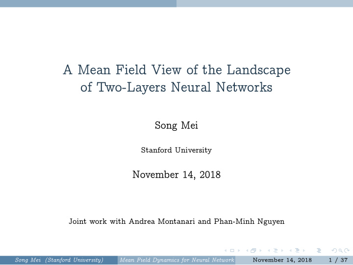 a mean field view of the landscape of two layers neural