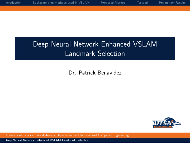 deep neural network enhanced vslam landmark selection