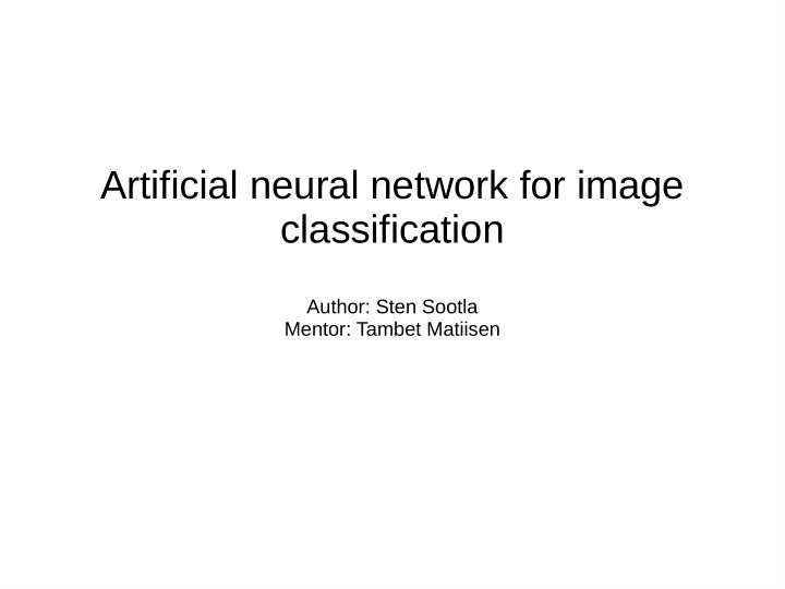 artificial neural network for image classification