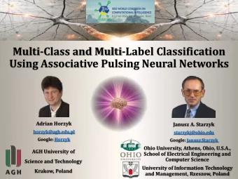 Using Associative Pulsing Neural Networks  Adrian Horzyk  Janusz A. Starzyk  horzyk@agh.edu.pl