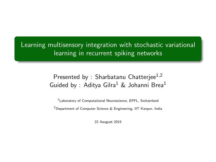 learning multisensory integration with stochastic