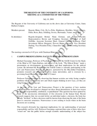 l  Barbara Campus.  a  Members present:  Regents Blum, Cole, De La Pea, Hopkinson, Hotchkis,