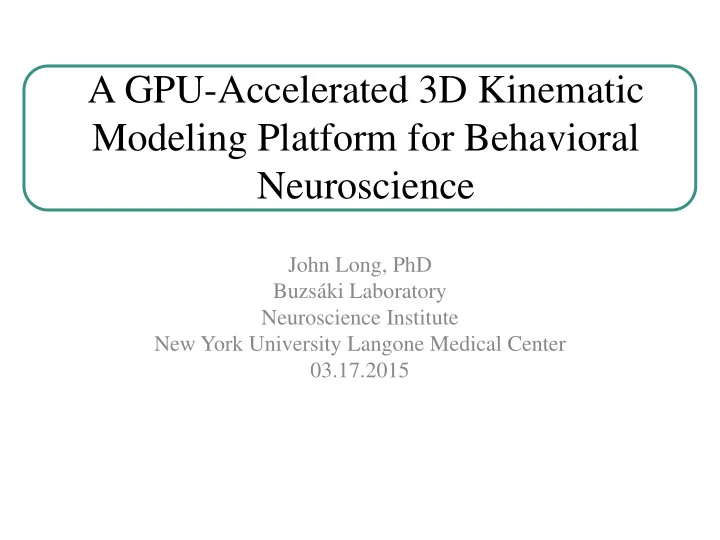 a gpu accelerated 3d kinematic