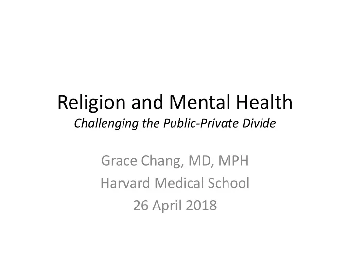 religion and mental health