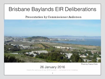Brisbane Baylands EIR Deliberations  Presentation by Commissioner Anderson  Photo by Franco Folini