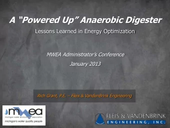 A Powered Up Anaerobic Digester  Lessons Learned in Energy Optimization MWEA