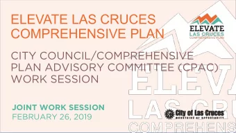 ELEVATE LAS CRUCES  COMPREHENSIVE PLAN  CITY COUNCIL/COMPREHENSIVE  PLAN ADVISORY COMMITTEE (CPAC)
