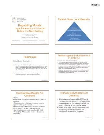 Regulating Murals:  Legal Parameters to Consider Federal Law: United States Constitution  Before